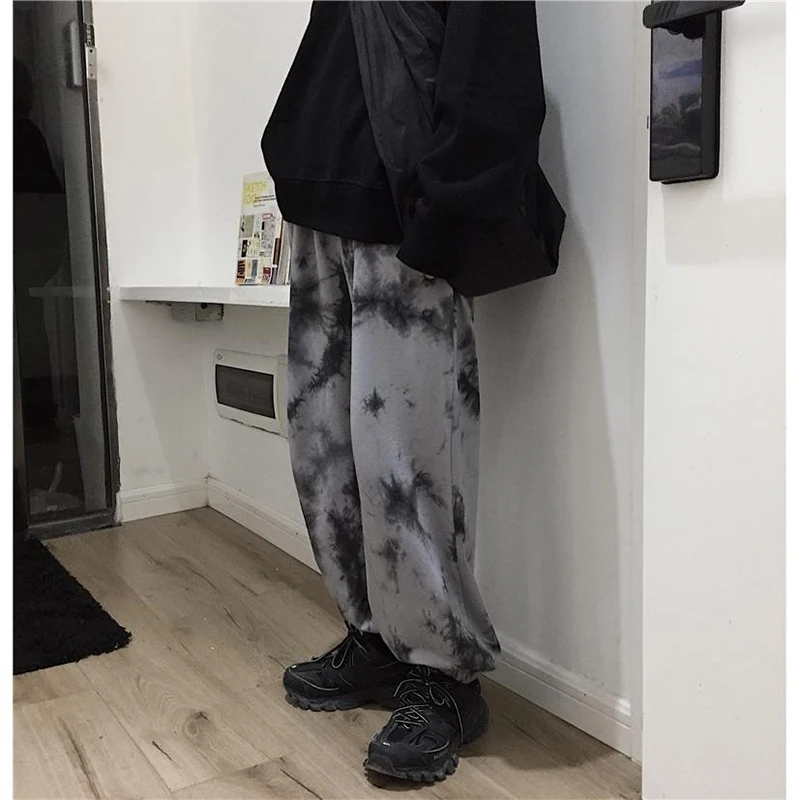 Wiosenne jesienne męskie Harajuku Y2K Tie Dye Harem spodnie męskie z wysokim stanem luźne casualowe w stylu Streetwear spodnie dresowe Hombre