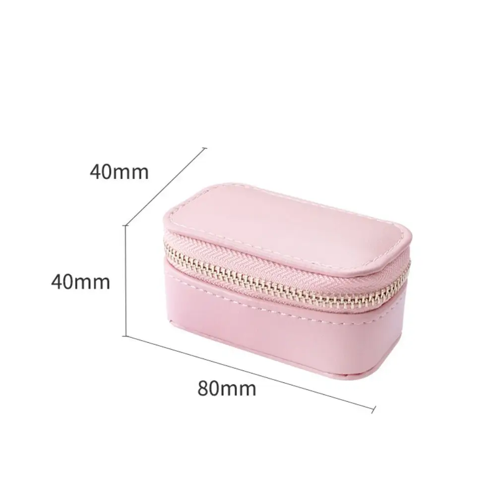 صندوق خاتم صغير مخملي بلون الحلوى وسحاب مجوهرات حقيبة للتخزين ذات سعة كبيرة وطبقة واحدة وأقراط وقلادة منظم للسفر