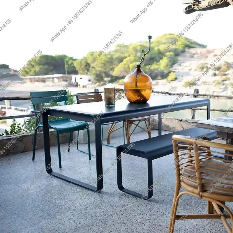 A63 New outdoor rattan table and chair combination balcony casual layout style open-air designer