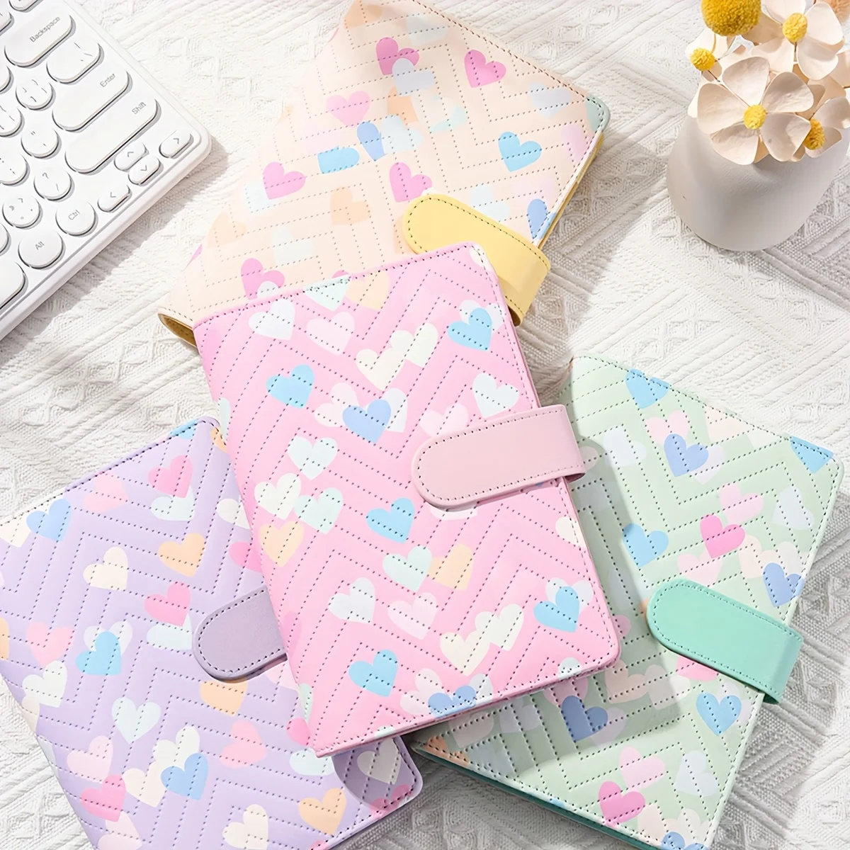Macaron A6 Portable Budget Binder PU Leather Loose-Leaf Notebook Cash Envelope Savings Planner Money Organizer Budgeting Journal