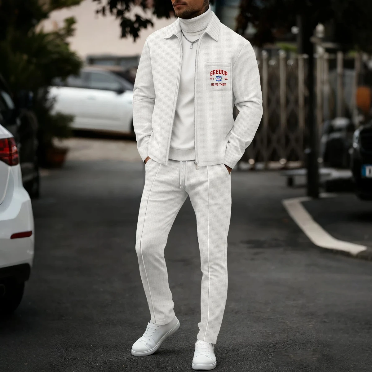 

Men's Zip-up Cardigan Suit, Slim-fit Casual Wear, Fashionable Outfit, Long Sleeves, Comfortable and Breathable, Suitable for Spr