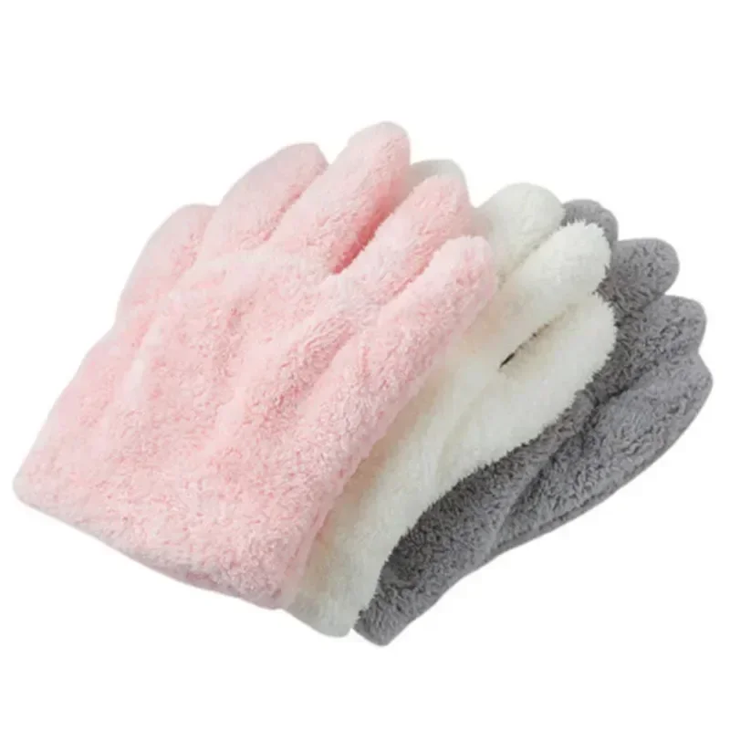 1pair Microfiber Glove Lady Hair Care Useful Erasing Head Quick-dry Towel Microfiber Hair Drying Glove Absorbent Wiping