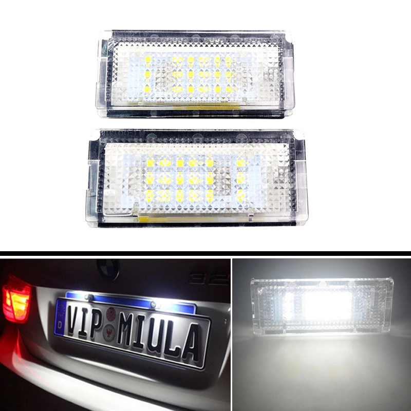 Luz de matrícula LED para automóvil, adecuada para Bmw E46 4D Sedan (98-05), E46 5D Wagon (98-05) Luz de matrícula, con el mismo tamaño del coche original 1:1, instalación no destructiva de enchufe directo, reemplazo directo, un juego (2 piezas)
