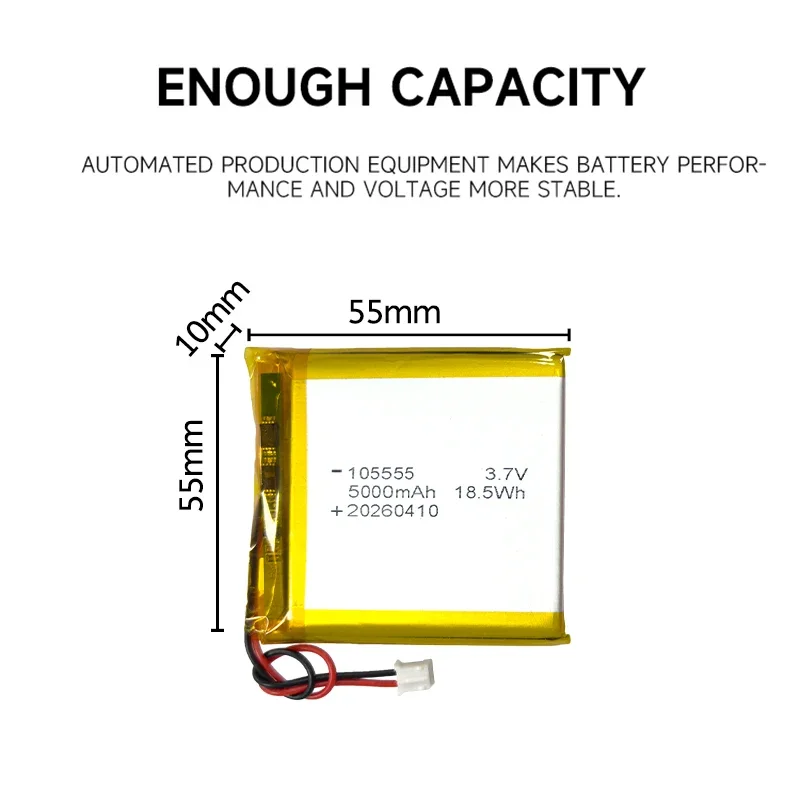 50pcs 3.7V 5000mAh Square Soft-Pack Polymer Lithium Batteries for LED Lamps, Power Banks & Portable Device Charging