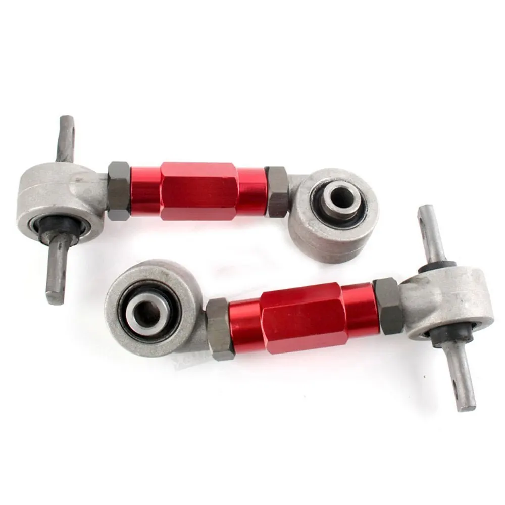 Ou honda civic 92-95/integra frente braço de controle superior tubo camber kit + 92-00 ajustável traseiro camber braços vermelho