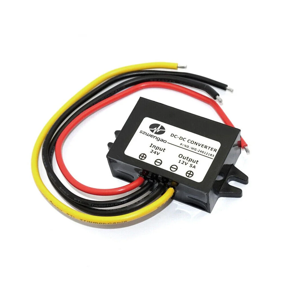 Nuevo convertidor de voltaje convertidor de potencia 18V 36V CC a 12V CC 5A 60W ABS a prueba de polvo inversor reductor para coche