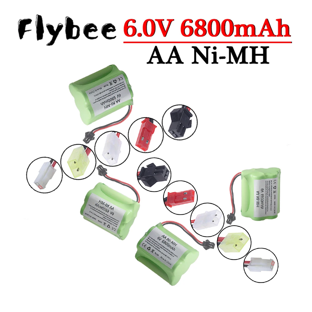 SM/JST/TAMIYA Plug 6.0V 6800mah NI-MH Rechargeable Battery for RC Electric Toys Cars Trucks Tanks Boats 6V AA Upgrade 3000mah 6v