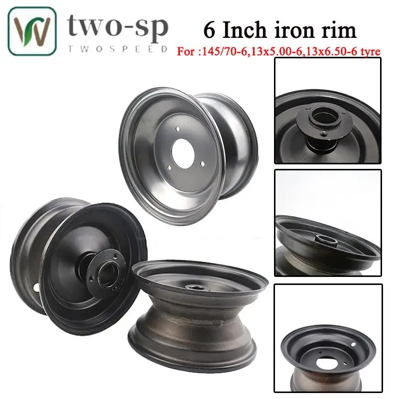 

Black 6 Inch Keyway Rear Whee Hub Rim Replacement For 110cc 125cc ATV Buggy Quad Go Kart Mower 145/70-6 13x5.00-6 Tires