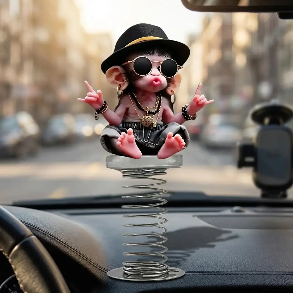 Pingente de Carro 2D em Acrílico de Macaco e Cavalo, Decoração Engraçada, Bobblehead, Desenho Animado, Decoração para Painel, Acessórios Criativos par