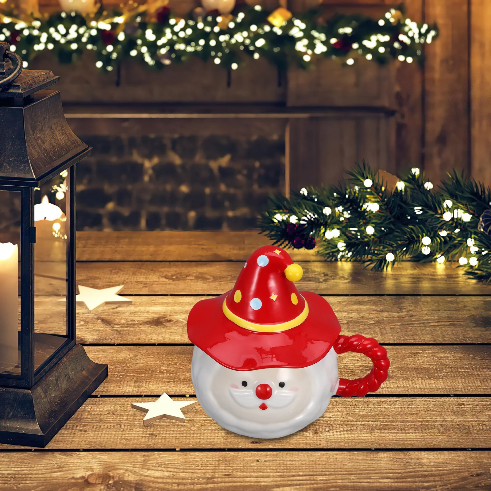 

Christmas Santa Claus Ceramic Coffee Mug Red Holiday Tea Cup Lid Cute Hot Cocoa Mug Christmas Coffee Cup Holiday Novelty Mugs