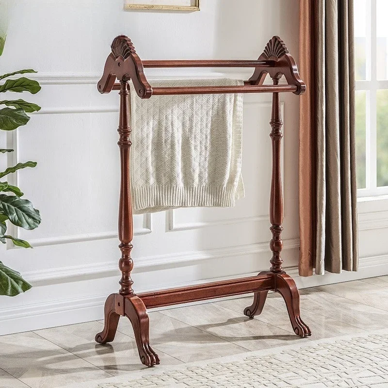 American all-solid wood coat rack, floor-to-ceiling bedroom hanger, bath towel rack