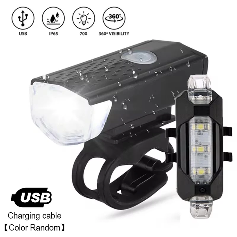 Bike Light Set Front Light with Taillight USB Rechargeable Bicycle Light Easy to Install Bike Headlight Bicycle Warning Lamp