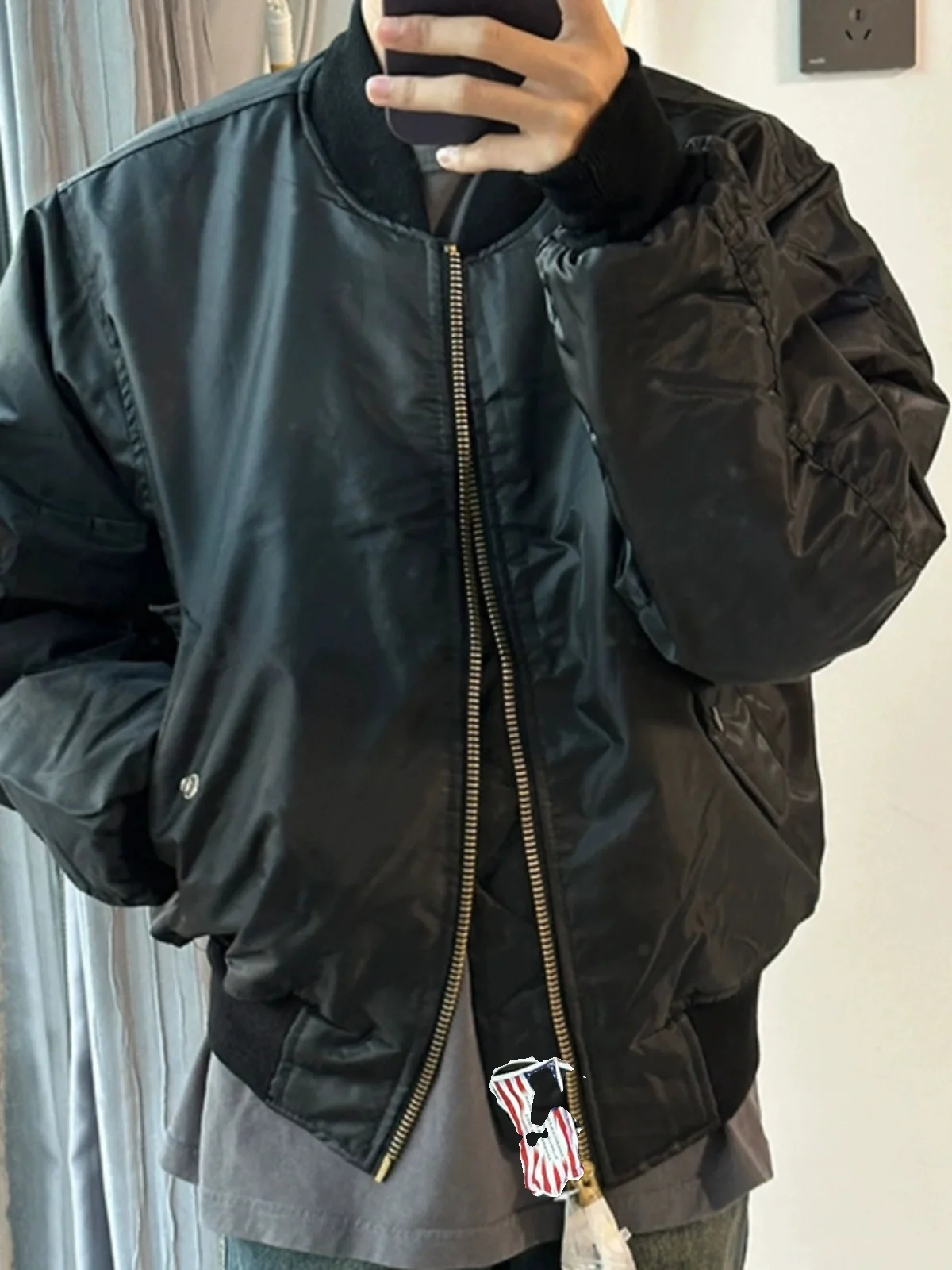 

Cleanfit Bla American Pilot Jaet Men's Spring Autumn Zipper Baseball Sle Premium Early Spring Outerwear Coat