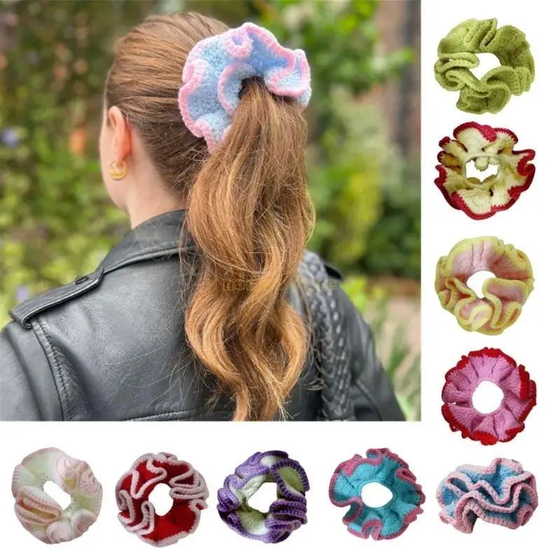 31bfトレンディなヘアアクセサリーコットンニットシュランシーカラーコントラストエラスティックバンド