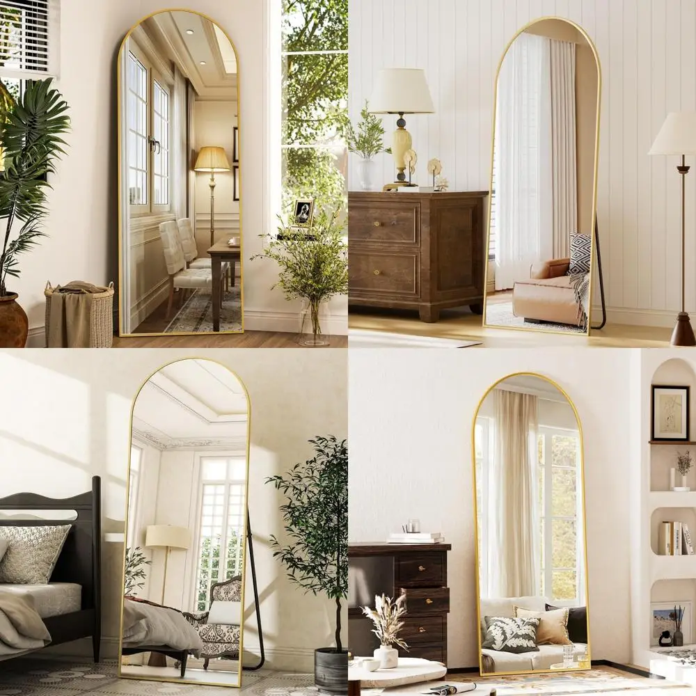 

Arched Floor Standing Mirror, 64 x 21 Full Length Leaning Wall Mirror with Arched Top for Full Body Viewing