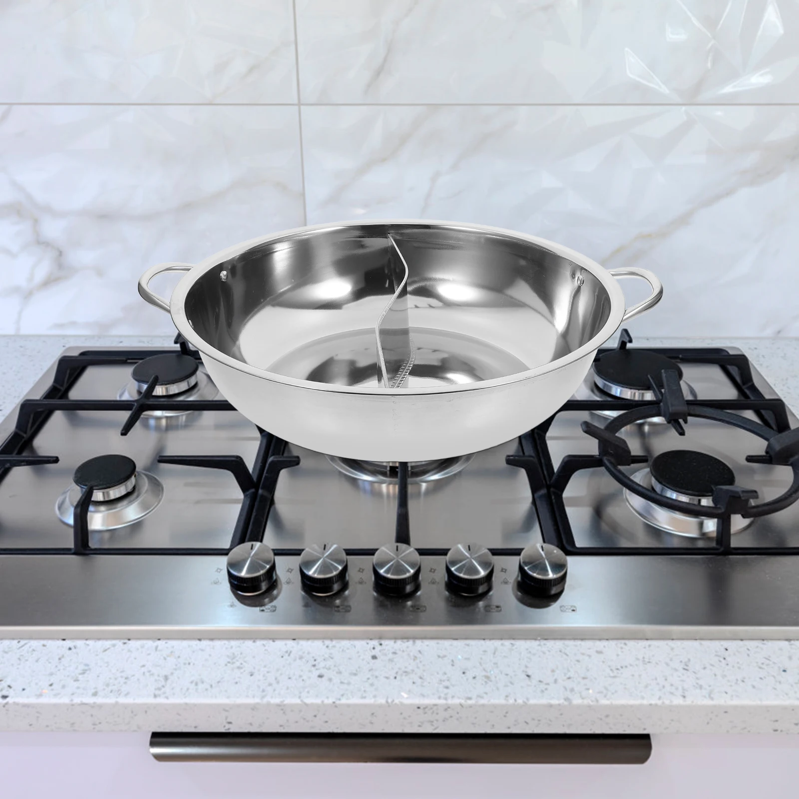 

Stainless SteelPot Hot Pot Cookware Thicken Glass Lid Hot Pot With Divider Family Party Restaurant Steam Pan Kitchen