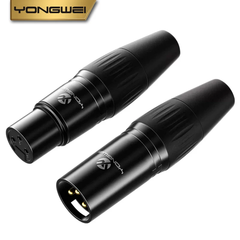 YONGWEI 3Pin Gold-plated XLR Male/Female Plug Microphone Connector Zinc alloy Housing Balanced Speaker, power amplifier, mixer