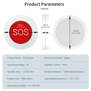 Tuya Smart ZigBee SOS Children's Call -Taste, drahtloser Pager, Notalarm, ältere Patienten, Fernbedienungs -App -App 10 Hauptverkaufskalltaste - №6