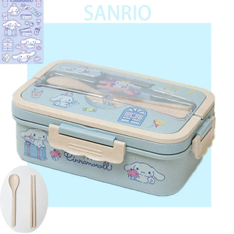 Sanrio Anime Wheat Straw Lunch Box Kuromi My Melody Heatable Lunch Box Student Large Capacity Compartment Eco-Friendly Lunch Box