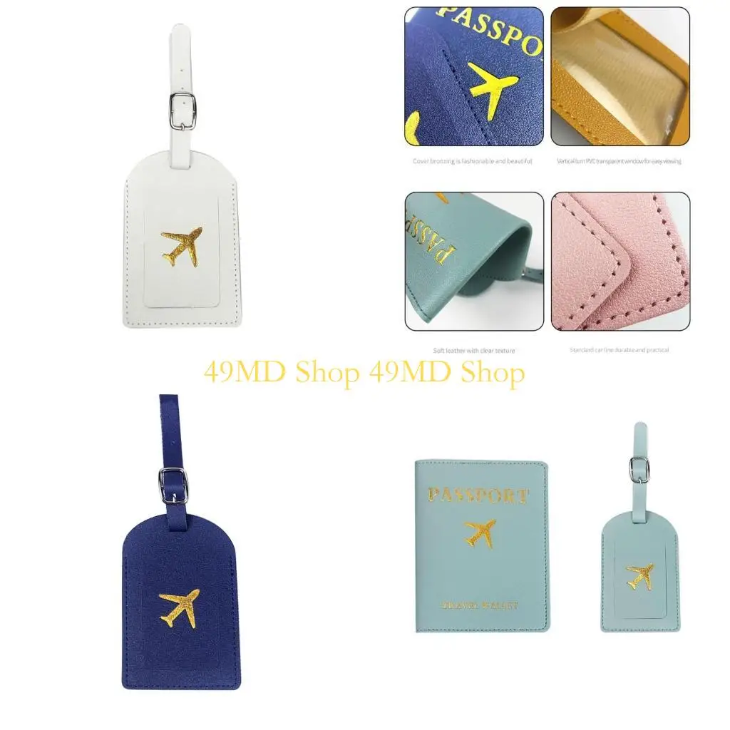 

49MD PU Leather Holder Covers Luggage Tag Lover Couple Wedding Gift