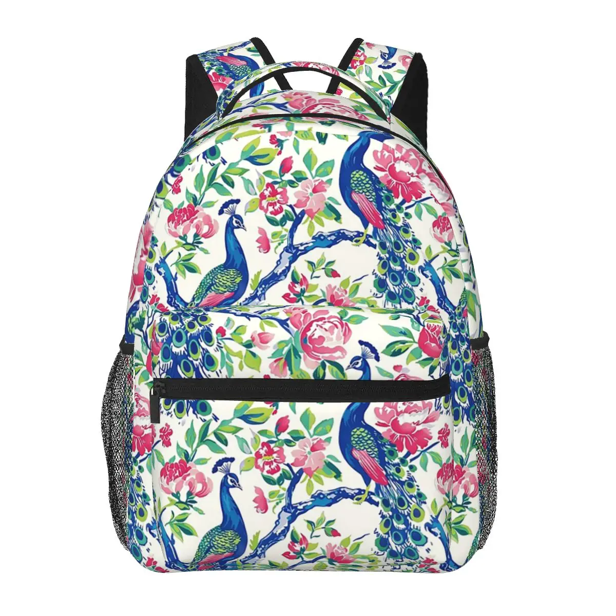 

Chinoiserie Blue Peacock Pattern Student Backpack School Bag Hiking Travel Daypack for Men Women Fashion Bookbag Shoulder Bags