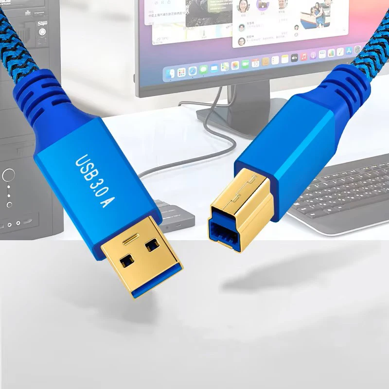 ​​Nylon Braided USB 3.0 A-B Male Cable 5Gbps SuperSpeed Transfer for Printers, Scanners, External HDD & Docking Stations​