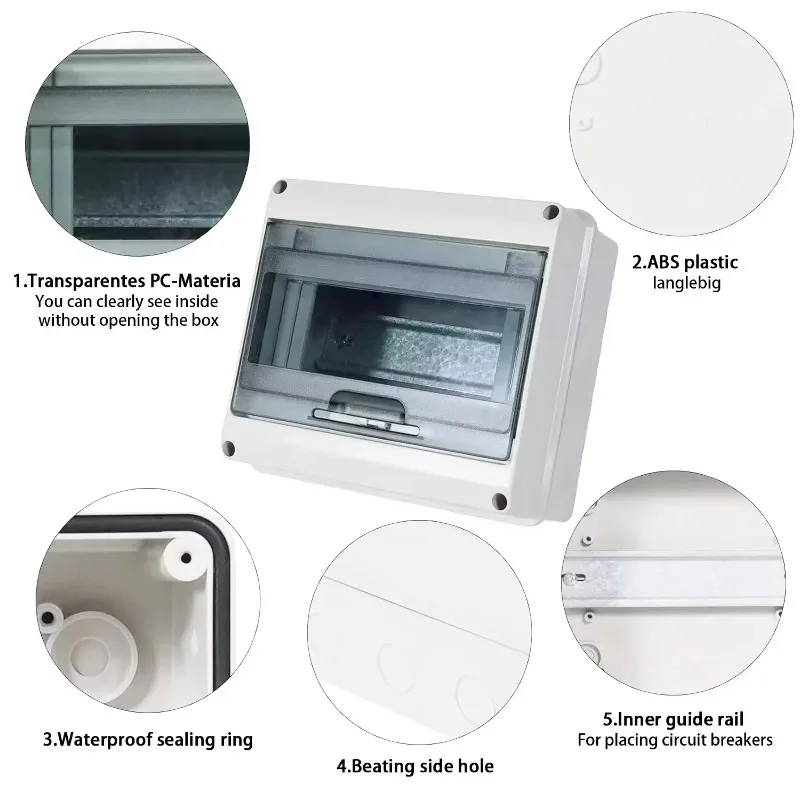 Distribution Box HT Series Junction Box PC Plastic IP65 Waterproof Fuse Boxes with Terminal DIN Rail for Outdoor Garden image 3