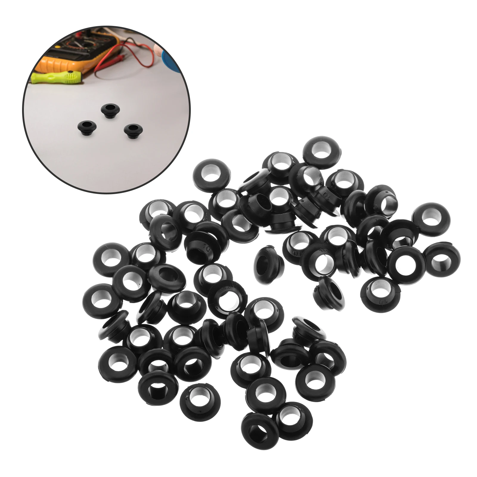 

60pcs Rubber Grommets Single Sided Cable Hole Cover Wall Protector Electrical Seal Ring Wire Grommet Set For Distribution Box