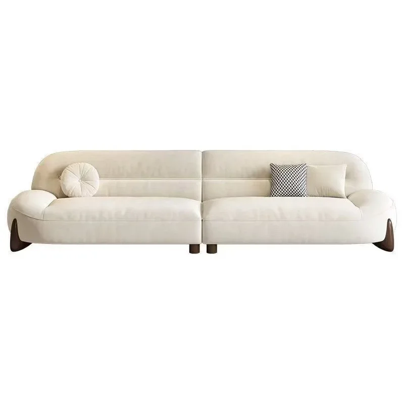 

Sofa cream style, minimalist cat claw cloth leather art, small apartment living room arc sofa
