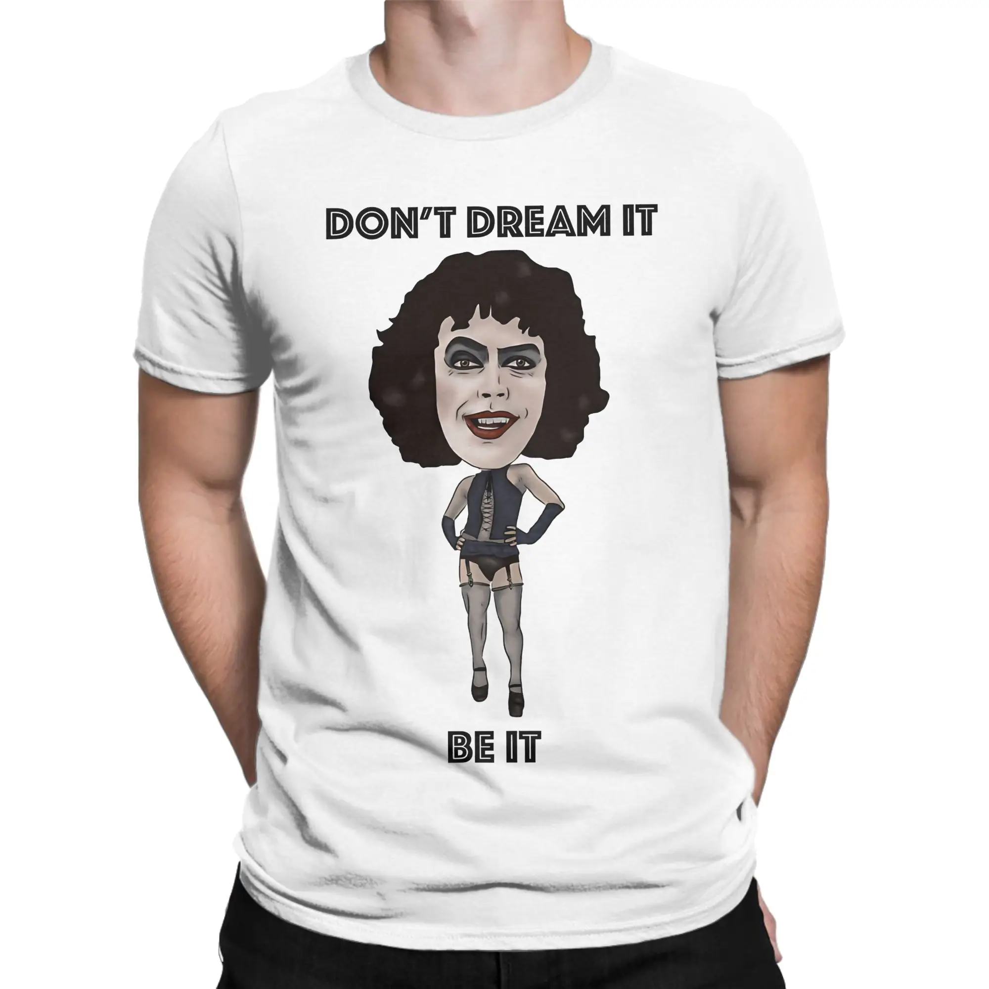 Men's T-Shirts  Rockys Horror, Tim Curry, Dr Frank N Furter Illustration Dont Dream It Be It Lightweight Cotton Tee Shirt