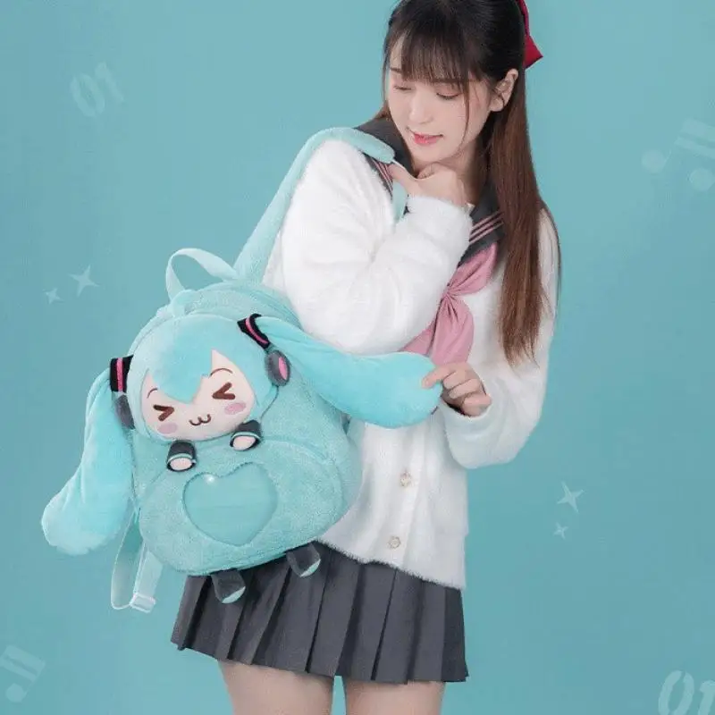 Hatsune miku anime kawaii mochila de pelúcia infantil para meninas de alta qualidade criativa fufu saco de armazenamento saco de viagem presente de natal