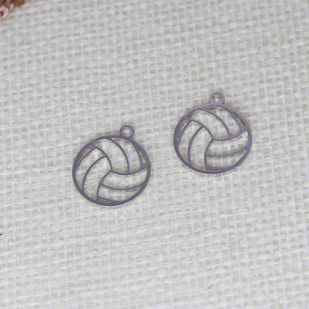 5PCS Volleyball Pendant DIY Stainless Steel Gift For Women Men Charm Pendant For Bracelet Jewelry Findings