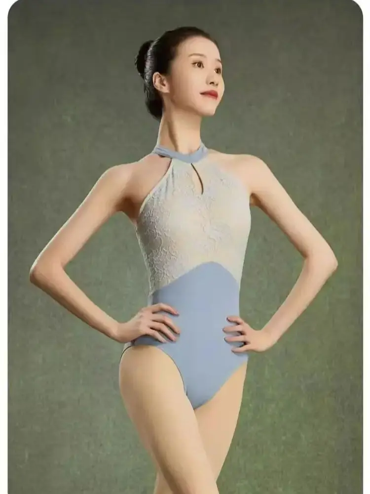 Robe de pratique de ballet pour femmes adultes, robe de corps d'examen d'art d'étudiant de danse, entraînement de base, gymnastique, dentelle avancée, saut au cou suspendu