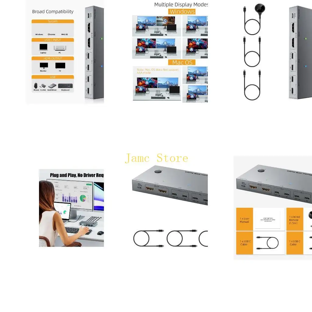 

LX0B 4K 60Hz USB C KVM Switcher Sharing 2 Monitors Between 2 Laptops With 80W Charging