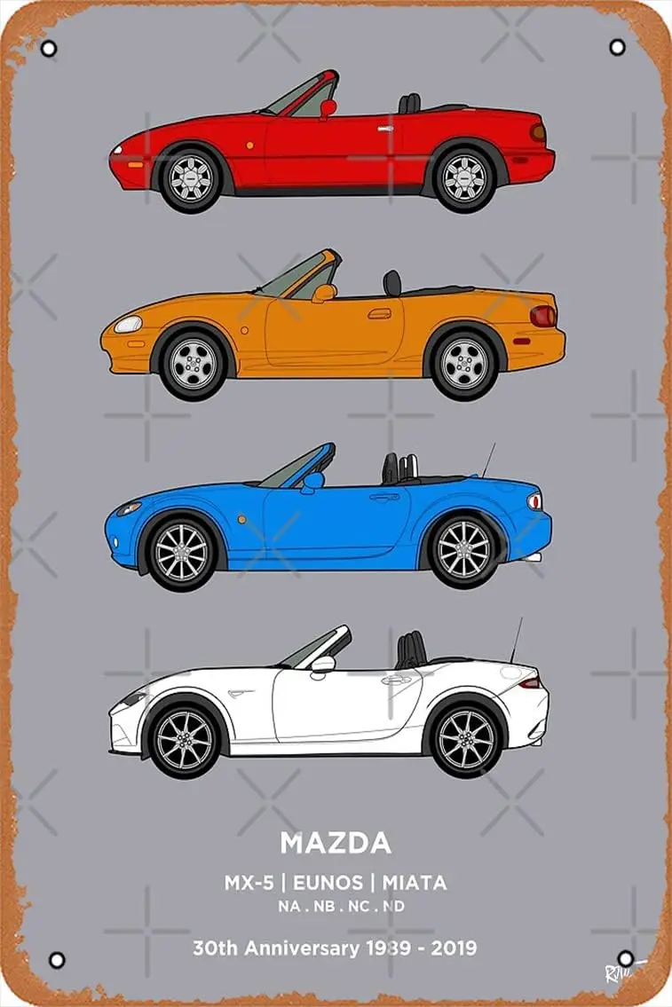 MX-5 / Miata/Eunos 30th Classic Car Collection poster Metal tin sign vintage 8x12 inches