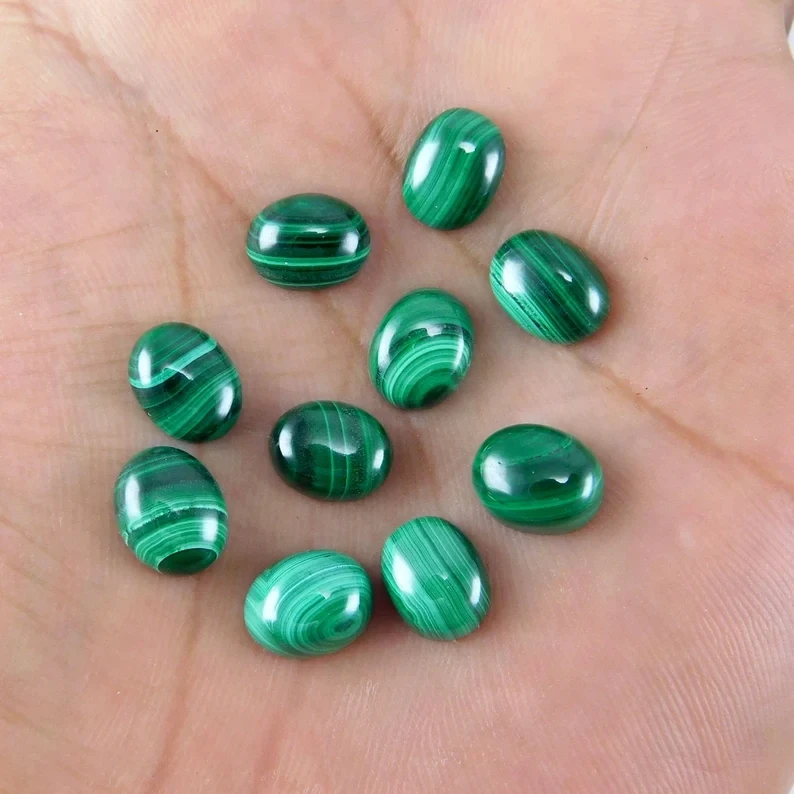 Wholesale 2ps/lot Natural Malachite Bead 8x10mm 10x14mm 12x16mm 13x18mm 15x20mm,30x40mm Oval Gemstone Cabochon Ring Face