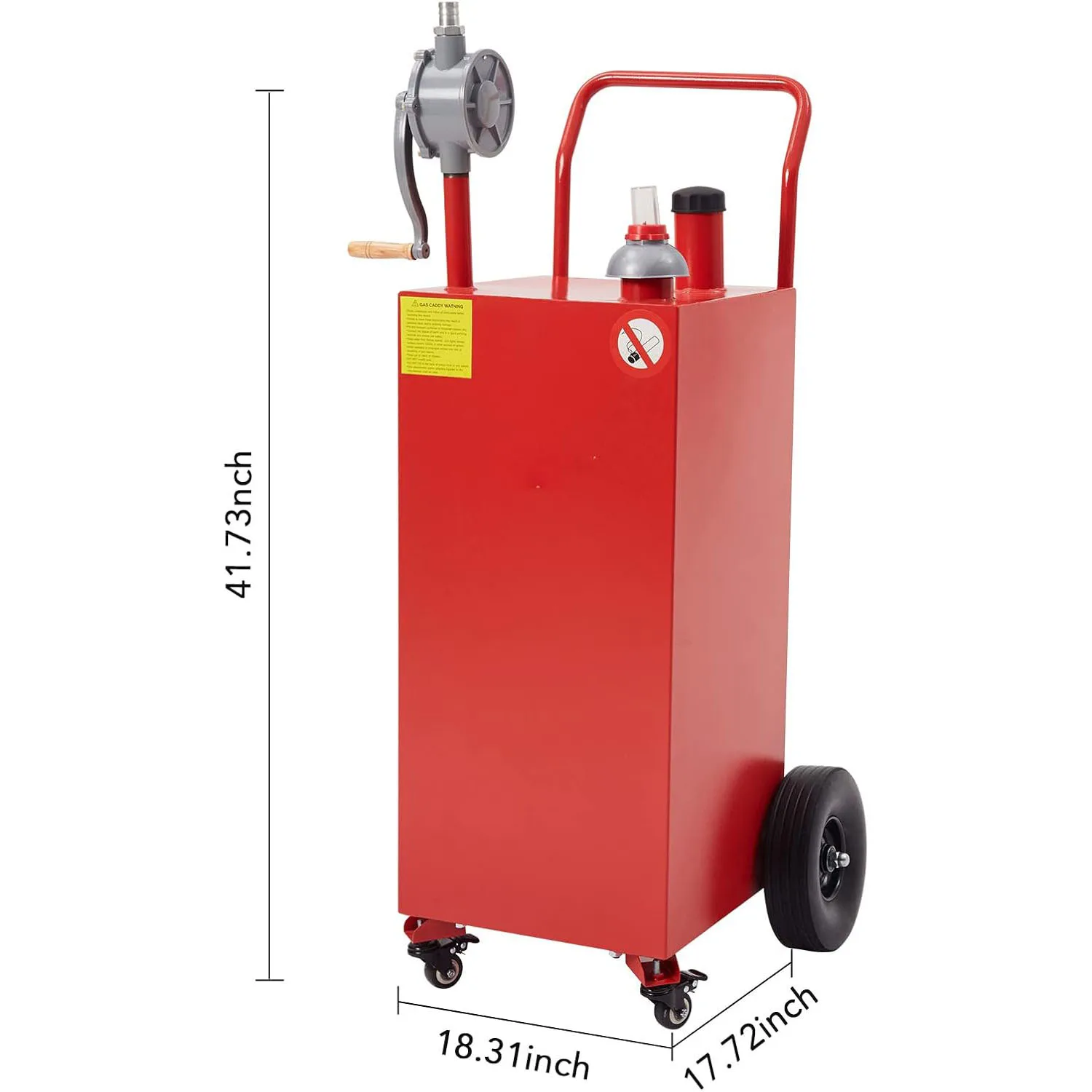 30 Gallon Protable Gas Caddy With Manual Transfer Pump, Fuel Storage Tank & 4 Wheels Gasoline Diesel Fuel For Mowers Tractors