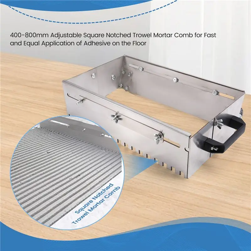 A33Z-400-800Mm Adjustable Square Notched Trowel Mortar Comb For Fast And Equal Application Of Adhesive On The Floor