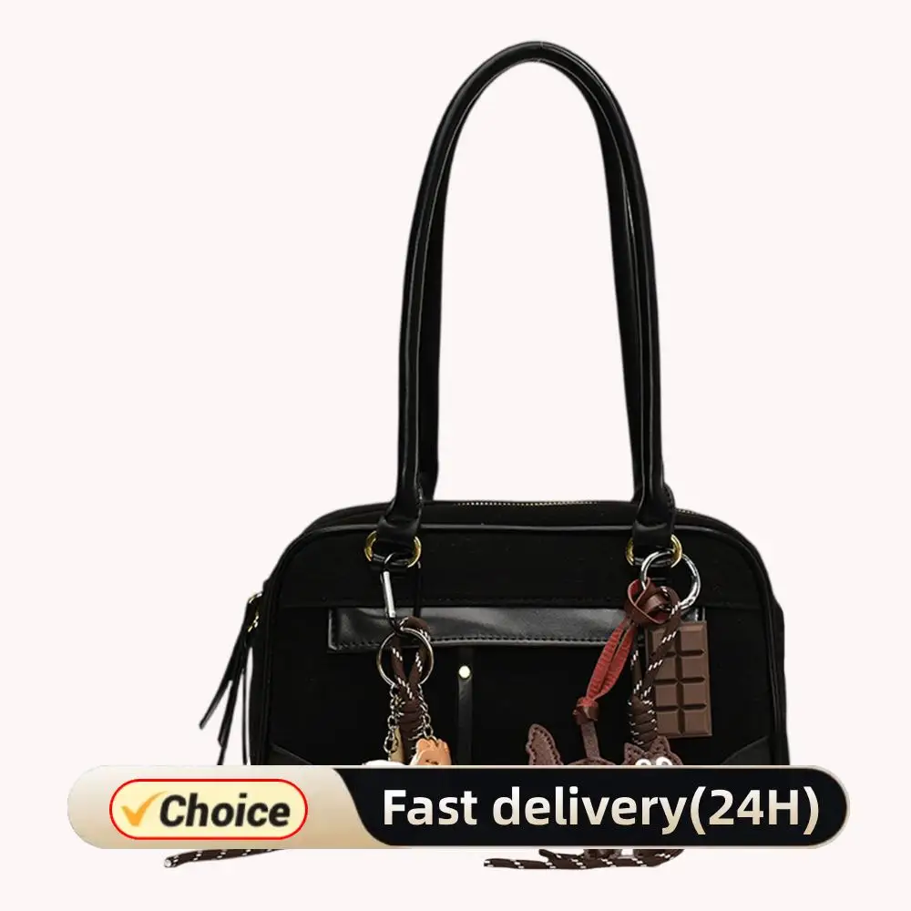 

Замшевые сумки на плечо для женщин, ретро-бостонская сумка, однотонная замшевая сумка в стиле ретро для повседневного использования, покупок