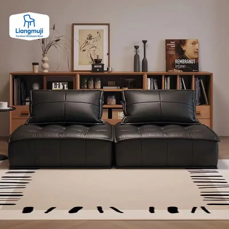 

Ottoman Italian Black Sofa Nordic Latex Single Lounge Living Room Couch Puffs Sectional Modular Canape Salon Home Furniture