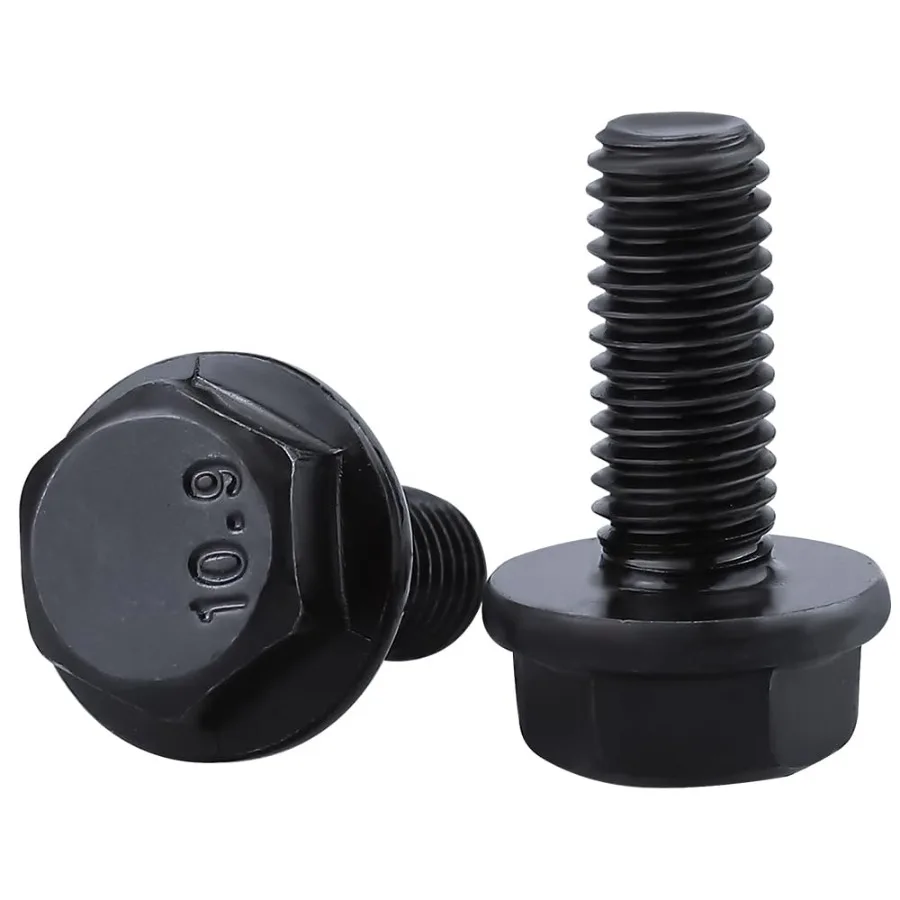Viti per bulloni esagonali flangiati M101.5 x 20mm Bulloni flangiati esagonali in acciaio legato di grado 10.9 per macchine automobilistiche Finitura all'ossido nero