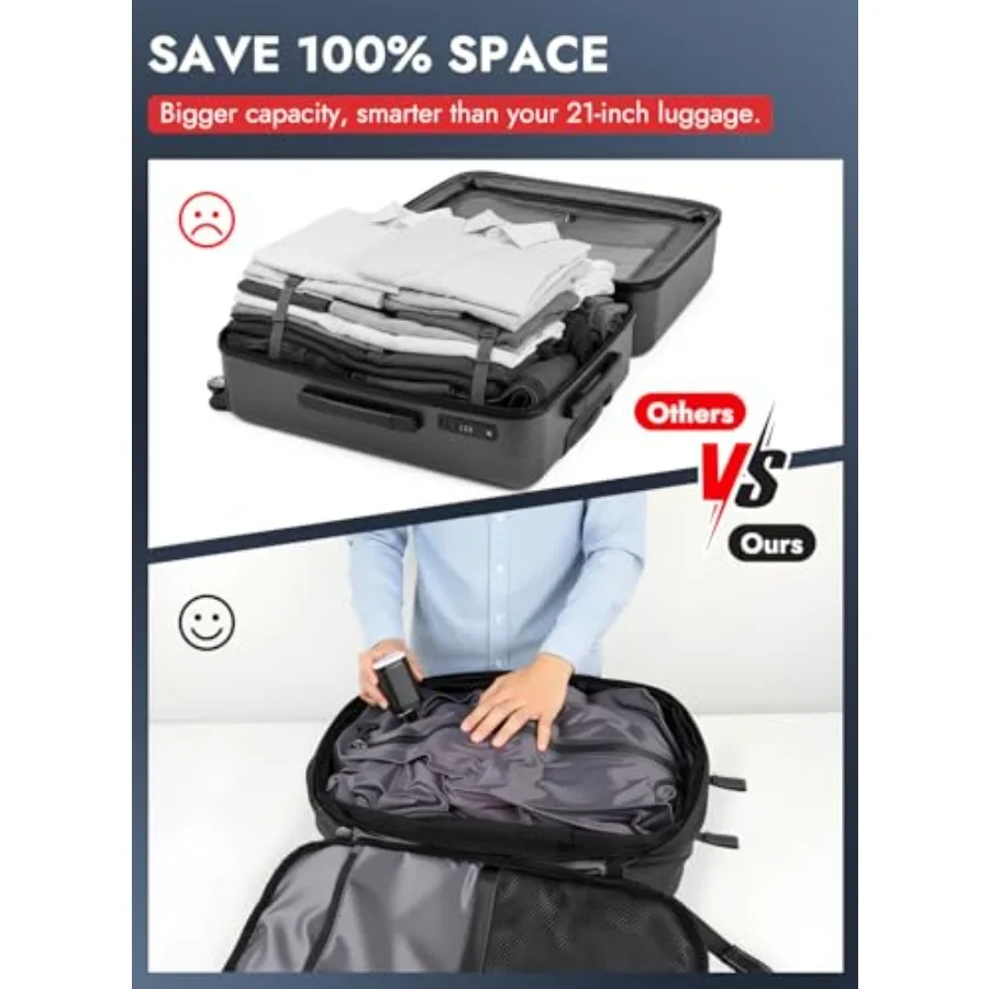 حقيبة ظهر مفرغة للسفر مع مضخة TSA حقيبة ظهر مختومة مفرغة صديقة للبيئة مقاس 21 بوصة × 13 بوصة × 6 بوصة حقيبة ضغط لعروة السفر في الطيران