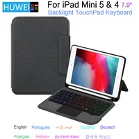 HUWEI Funda con teclado retroiluminado para iPad Mini 5 2019 Funda mini 5ta generación Mini 4 5 7,9 ""A2133 A2124 Funda protectora de PU para tableta