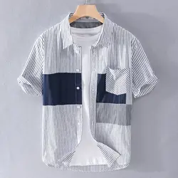 Spring Autumn New Fashion Polo Neck Short Sleeve Clothing Casual Warm Color Versatile Western Commuter Loose Panel Men's Shirts
