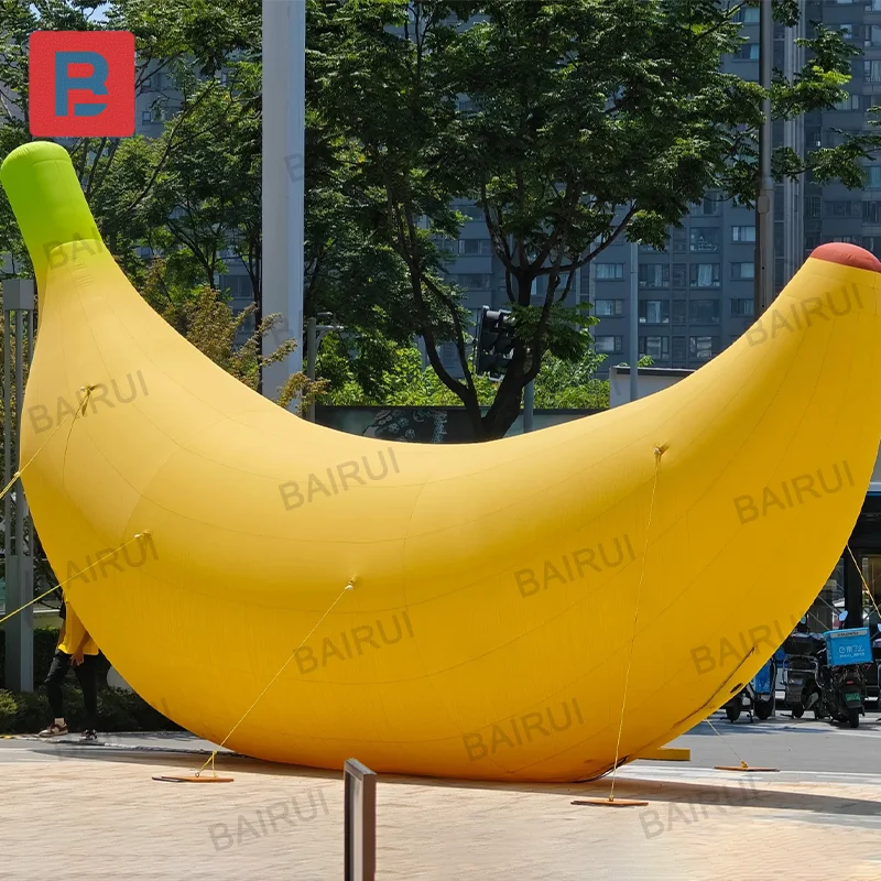 Shopping mall decoration inflatable banana yellow realistic fruit 3m huge summer fruit festival prop