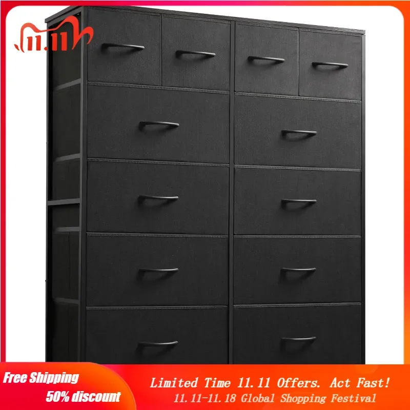 

Tall Dresser for Bedroom with 12 Drawers, Dressers & Chests of Drawers, Fabric Dresser for Bedroom, Closet