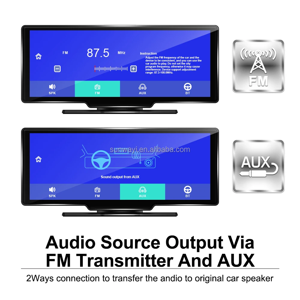 Universal Portable Car Screen 10.26 Inch Wireless Carplay Screen High Quality Multimedia Player for Car Video Recorder DASH CAM