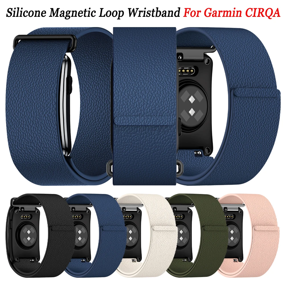 Magnetic Silicone Hook Loop Band For Garmin CIRQA Smartwatch Replacement Wristband Accessories for Garmin CIRQA Adjustable Strap