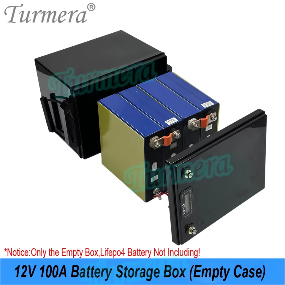  12V 100A Empty Battery Box Diy Kits Busbar 12.8V 100A BMS for 4S CATL 3.2V 120Ah Lifepo4 Battery Replace Lead-Acid Use Turmera