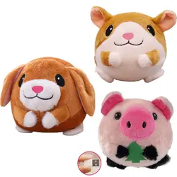 Cute Hamster Electronic Plush Ball Pig Music Vibration Plush Balls Squeaky Toys Interactive Bouncing Jump Pet